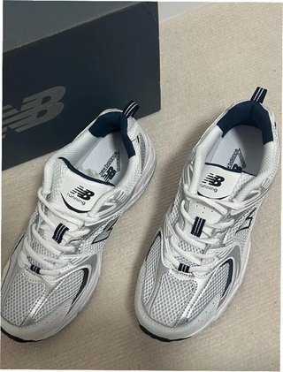 New Balance 530 Blanco Plata Marino Talla 42