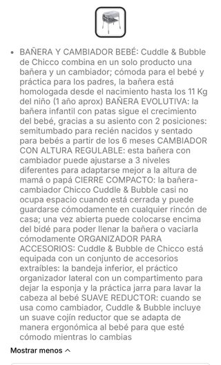 Cambiador con bañera para bebé