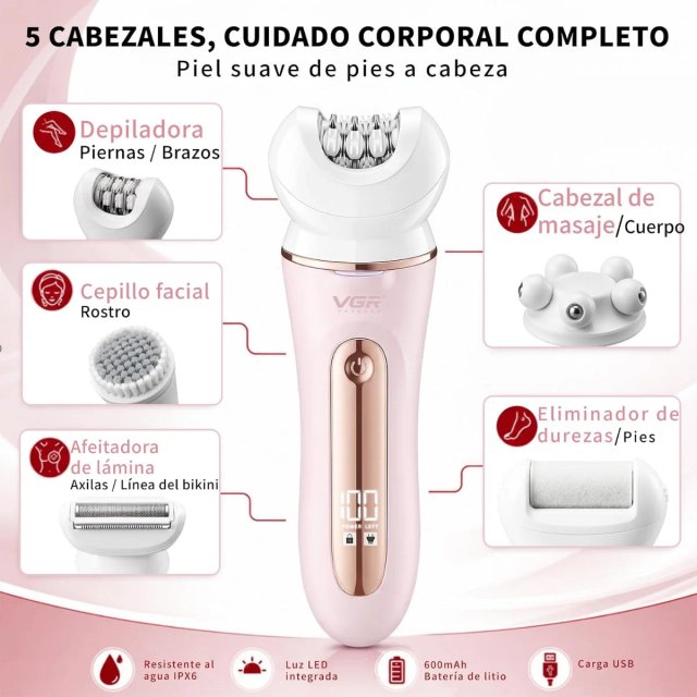 Depiladora VGR 751 Profesional Mujer 5 en 1