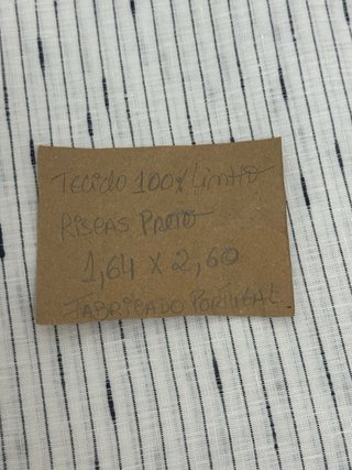 Tecido 100% Linho Branco/Preto - Novo