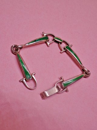 ARGENTO 800 bracciale vintage smaltato anni 70 1AR