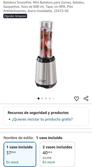 Russell Hobbs Batidora de Vaso Mix & Go (piezas)