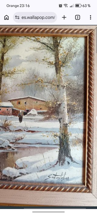 Cuadro Óleo Santiesteban Paisaje Invierno Original