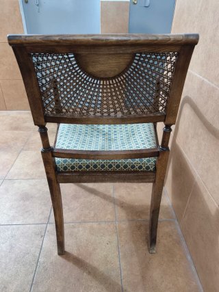 5 Sillas Isabelinas Madera y Rattan