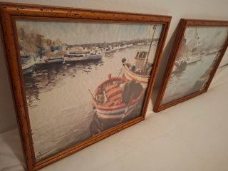 Cuadros marineros con marco madera y cristal