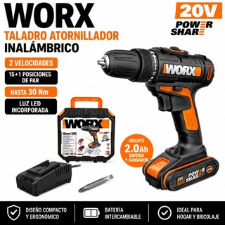 Taladro Atornillador Inalámbrico WORX 20V