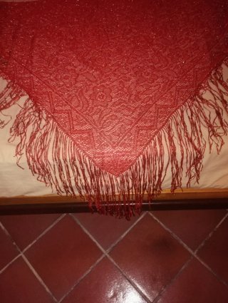 Manton de Manila Lurex Rosso