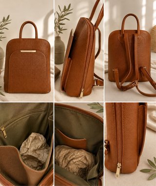 Mochila de piel marrón