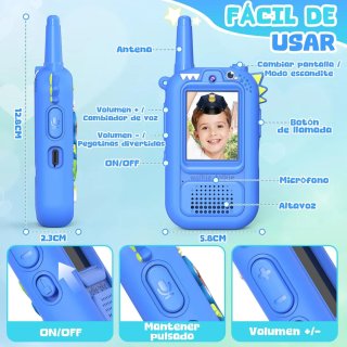 Walkie Talkie Dinosaurio Recargable Niños