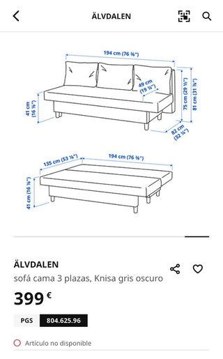 Sofá Cama IKEA ÄLVDALEN 3 Plazas