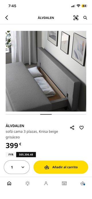 Sofá Cama IKEA ÄLVDALEN 3 Plazas