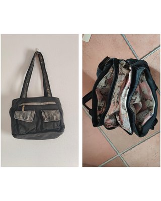 Bolso de mujer piel y tela