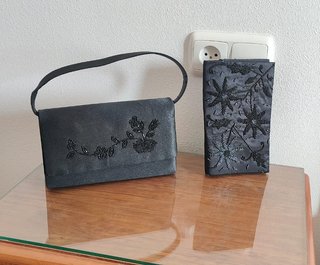 Bolso de mujer piel y tela
