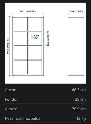 Mueble-estantería KALLAX Ikea Blanco