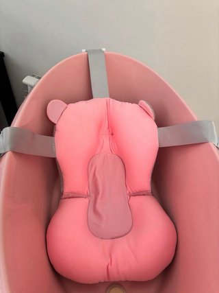 Bañera bebé rosa con cojín y asiento