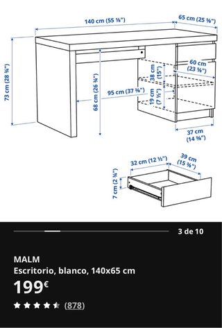 Escritorio Malm Ikea Blanco