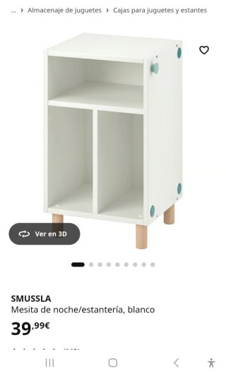 Mesita Noche/Estantería Ikea Smussla Blanca