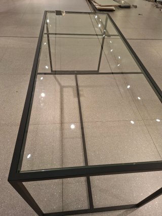 Mesa de centro cristal y metal