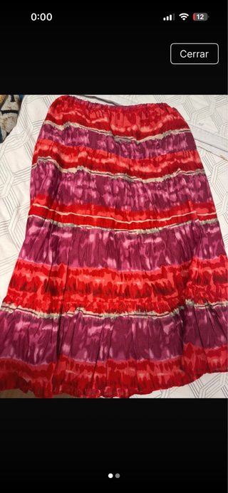 Falda larga estampada morado y rojo