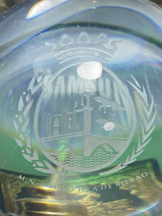 Pisapapeles Cristal Escudo Villa de Bilbao Vintage