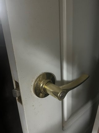 Puerta interior blanca con manilla dorada