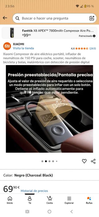 Xiaomi Compresor Eléctrico Portátil 2 pro