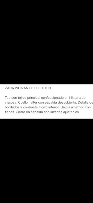 Top Zara bordado con flecos Talla S