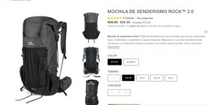 Mochila Senderismo Naturehike Rock 2.0 Negra