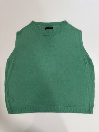 Chaleco Top Verde Menta de Punto – Talla Única