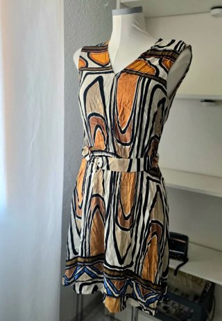 Vestido Mango Estampado Naranja