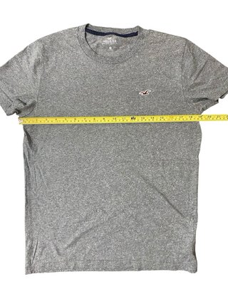 Camiseta Hollister gris logo bordado