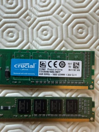 2x Módulos RAM Crucial y Kingston DDR3L