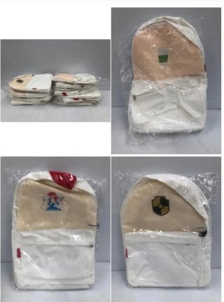 Mochila beige y blanca