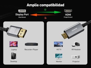 Cable BENFEI DisplayPort a HDMI 4K 1.8M 24 Kilates