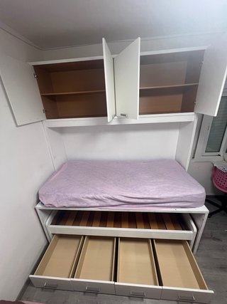 Cama nido blanca 90x190 con armarios