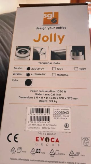 Cafetera Jolly Espresso Point SGL