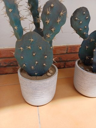 Cactus Artificiales Decorativos 47cm maceta piedra