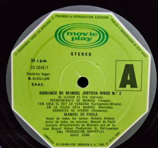 LP Manuel de Paula - Romance de Manuel Justicia