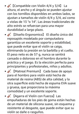 Soporte Hombro Violín 4/4 y 3/4 Fansjoy como NUEVO
