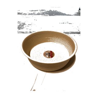 Comedero beige metálico con relieve