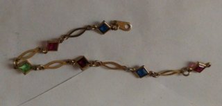 Pulsera Antigua AG Baño 18K Gemas Punta