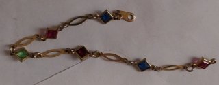 Pulsera Antigua AG Baño 18K Gemas Punta