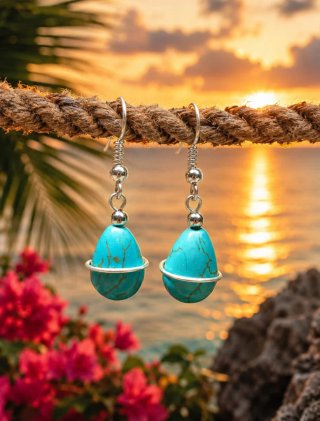 Pendientes Howlita Turquesa