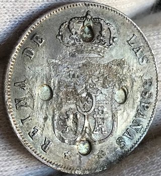 20 Centavos Peso Filipinas Plata Isabel II 1865 +