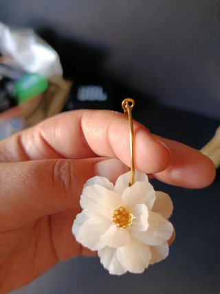 Pendientes Flores Arcilla Polimérica Dorados