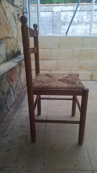 Silla rústica madera y enea
