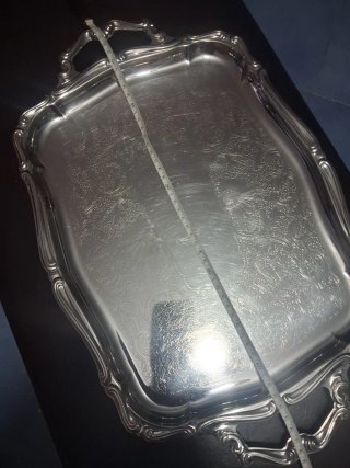 Vassoio antico acciaio inox stile edoardiano