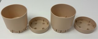 2 Macetas Beige/Marrón Plástico