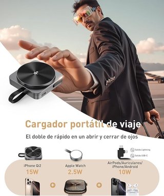 RoRoSkin G2 Cargador inalámbrico 4 en 1 Qi2 15W