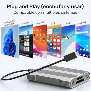Alxum Lector de Tarjetas de Doble Ranura 10 Gbps